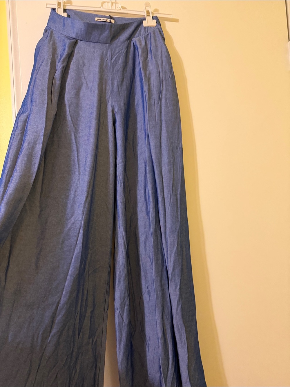 Dreamers Wide-Leg Linen Blend Pants in Blue